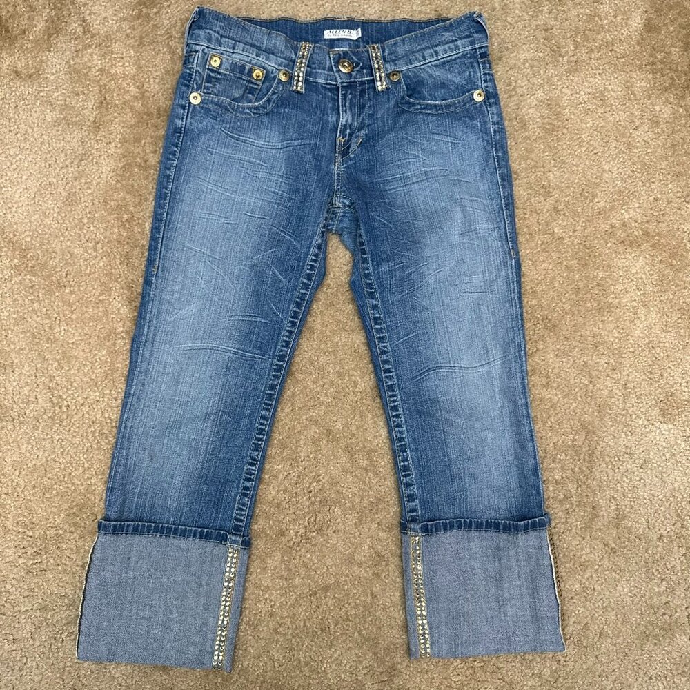 Allen B by Allen Schwartz Women’s Jeans Size 30 Blue Cuffed Studded Denim